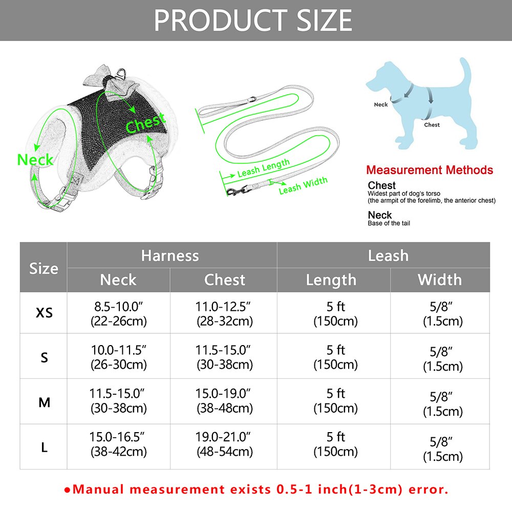 Bling Rhinestones Harness for Small Dogs & Cats | Soft Warm Winter Vest with Bowtie and Leash Set
