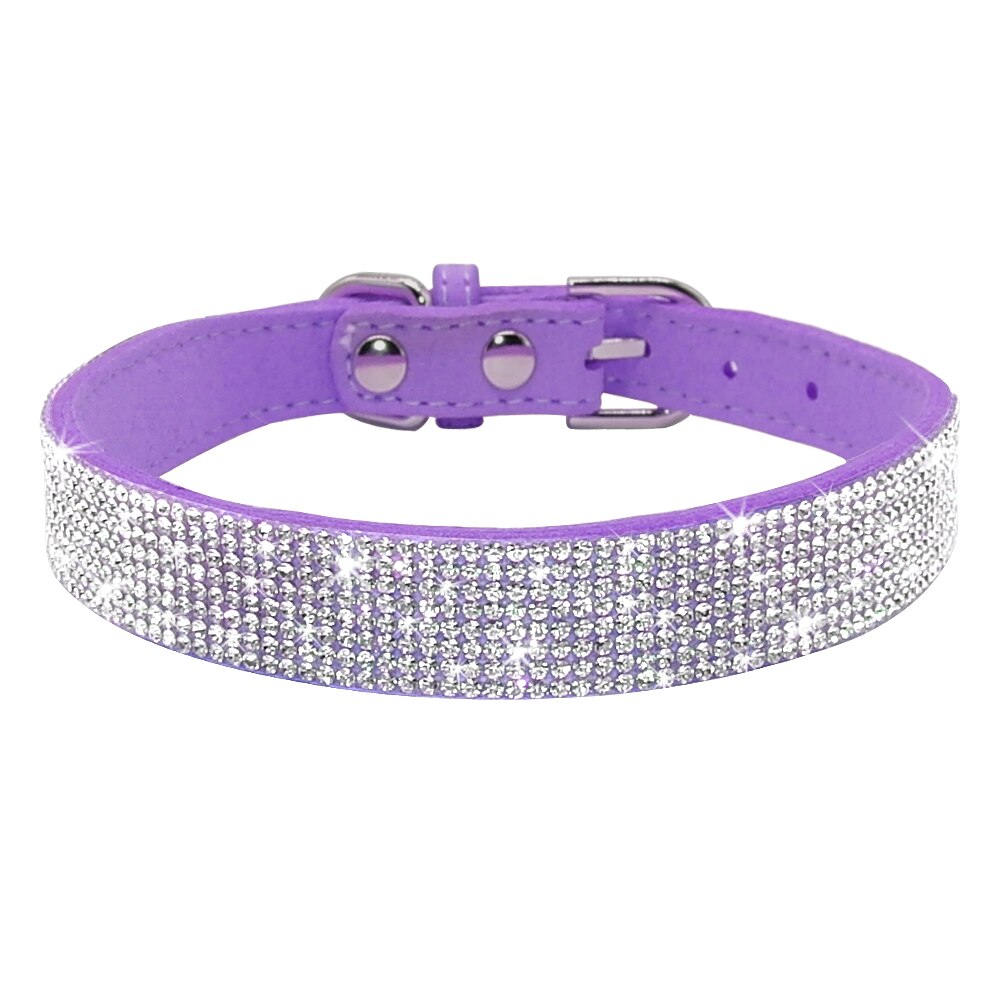 Bling Rhinestone Dog Collar with Flower | Glittery Crystal Puppy & Cat Collar for Small Pets