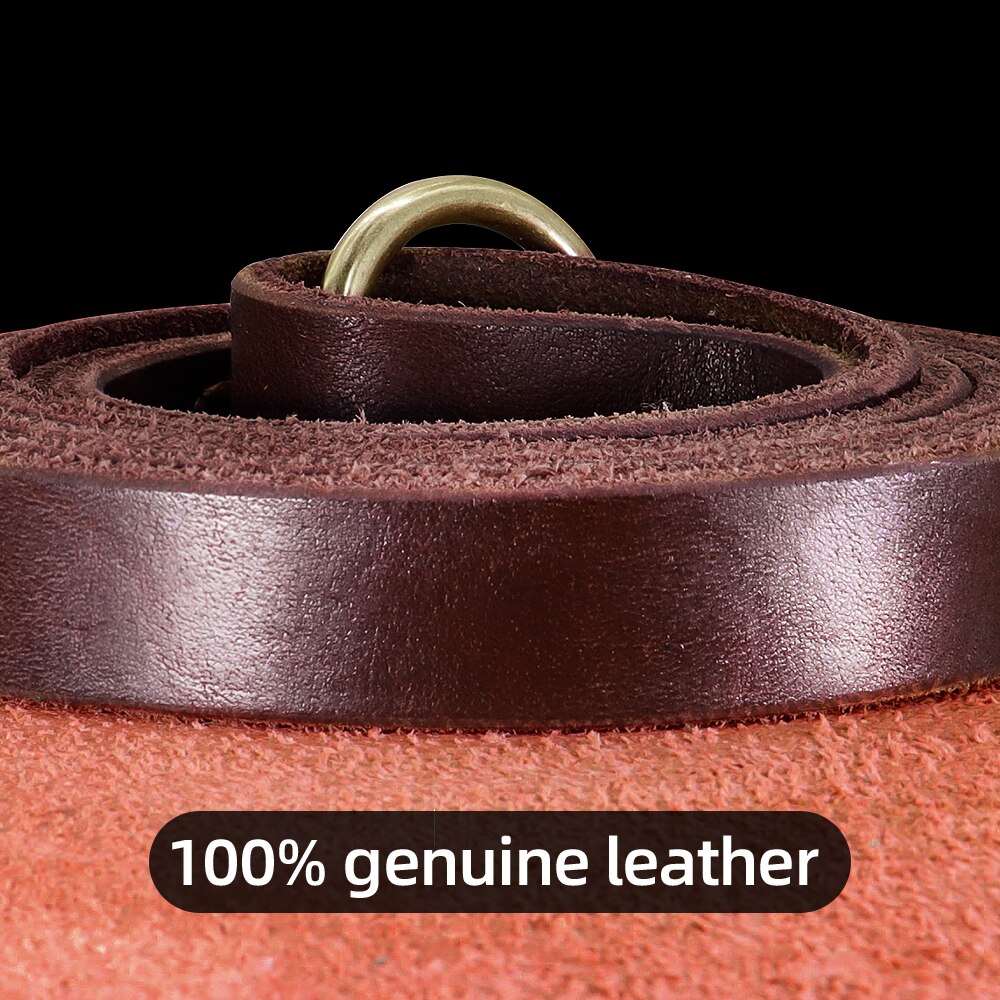 1.5m Genuine Leather Dog Leash | Real Leather Pet Walking and Running Leash Lead for Small, Medium, Large Dogs and Cats