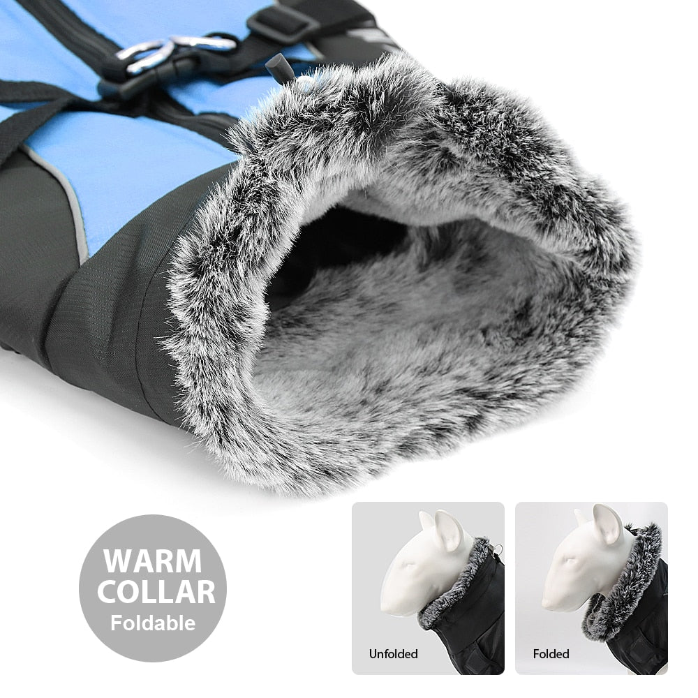 Waterproof Winter Dog Coat with Harness | Warm, Windproof Jacket for Large Dogs