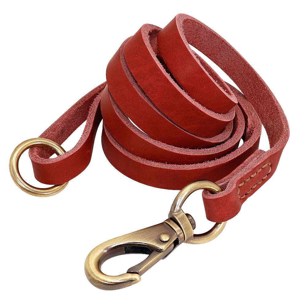 1.5m Genuine Leather Dog Leash | Real Leather Pet Walking and Running Leash Lead for Small, Medium, Large Dogs and Cats