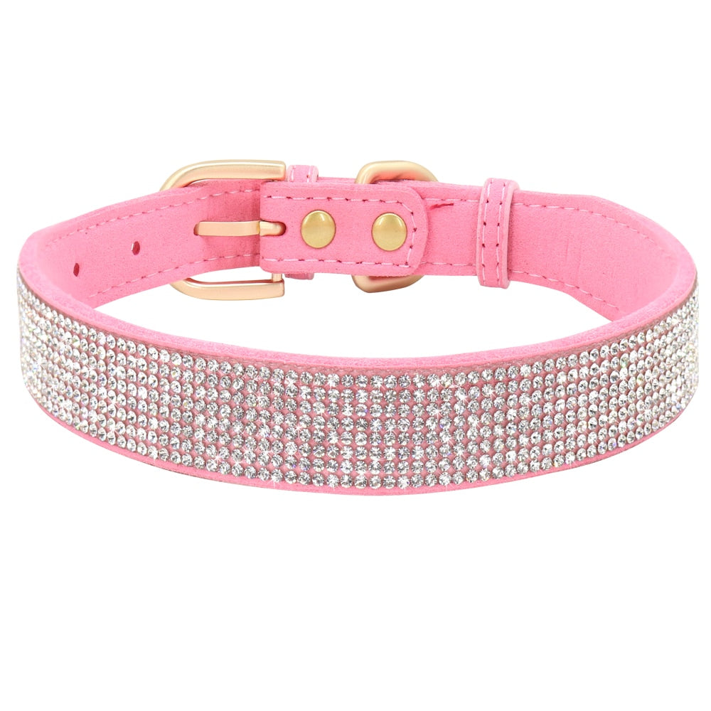 Bling Rhinestone Dog Collar with Flower | Glittery Crystal Puppy & Cat Collar for Small Pets