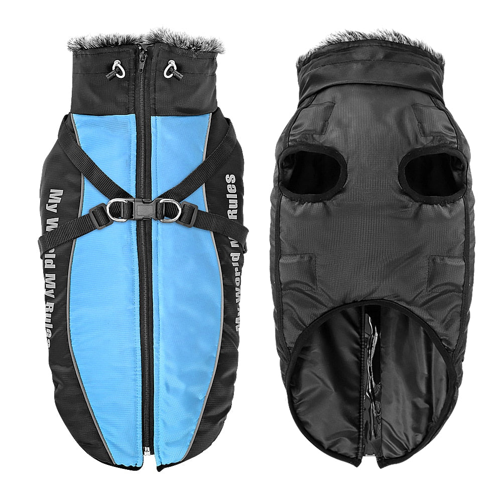 Waterproof Winter Dog Coat with Harness | Warm, Windproof Jacket for Large Dogs
