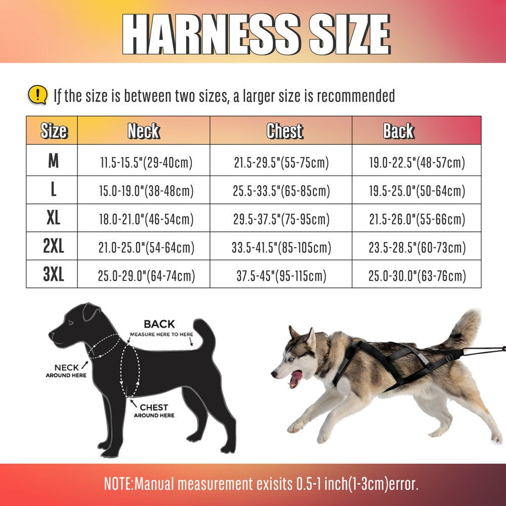 Dog Sled Harness for Large Dogs | Heavy-Duty Weight Pulling X Back Harness for Sledding, Canicross, and Skijoring