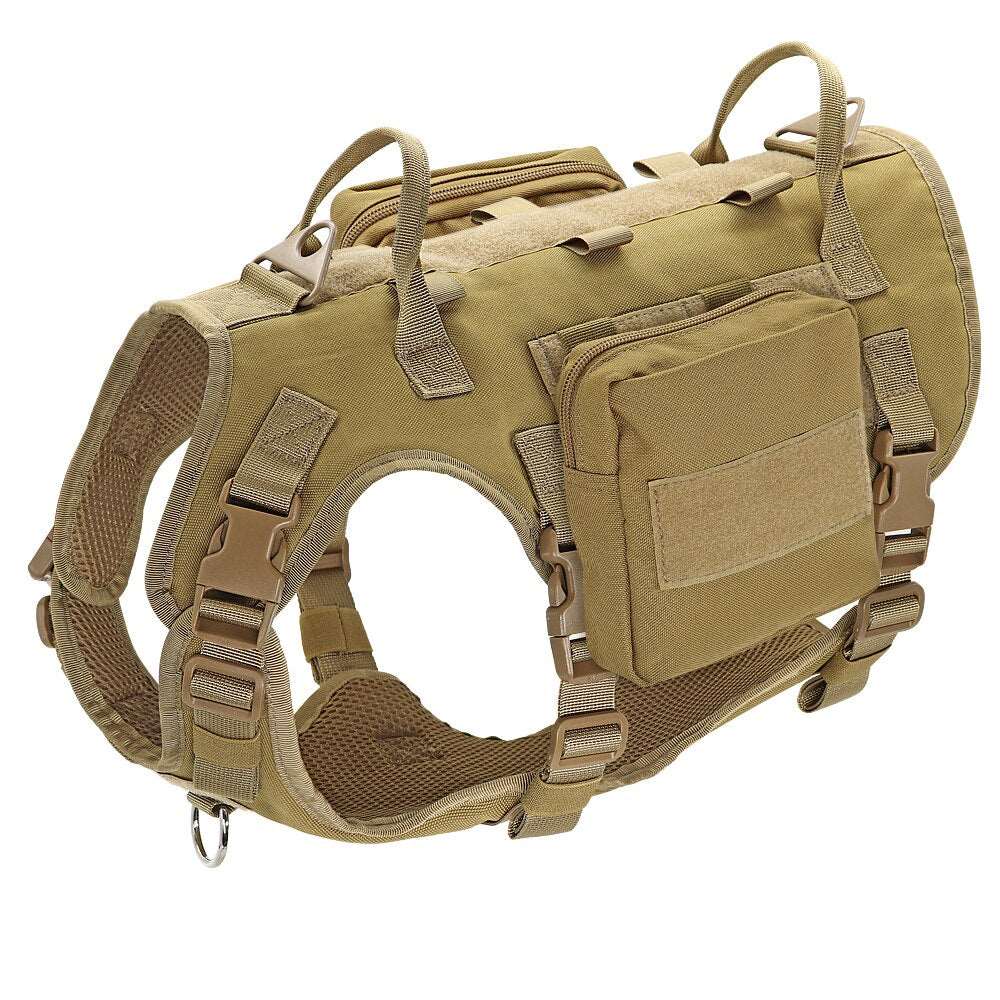 Adjustable Tactical Dog Harness Vest for Medium Large Dogs with Detachable Pouches | Military Pet Training Outdoor Gear