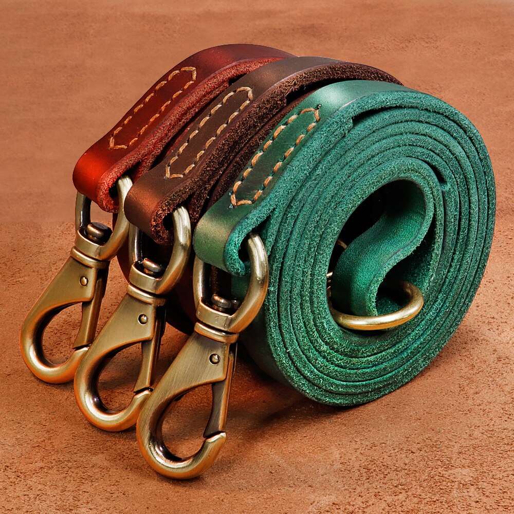 1.5m Genuine Leather Dog Leash | Real Leather Pet Walking and Running Leash Lead for Small, Medium, Large Dogs and Cats