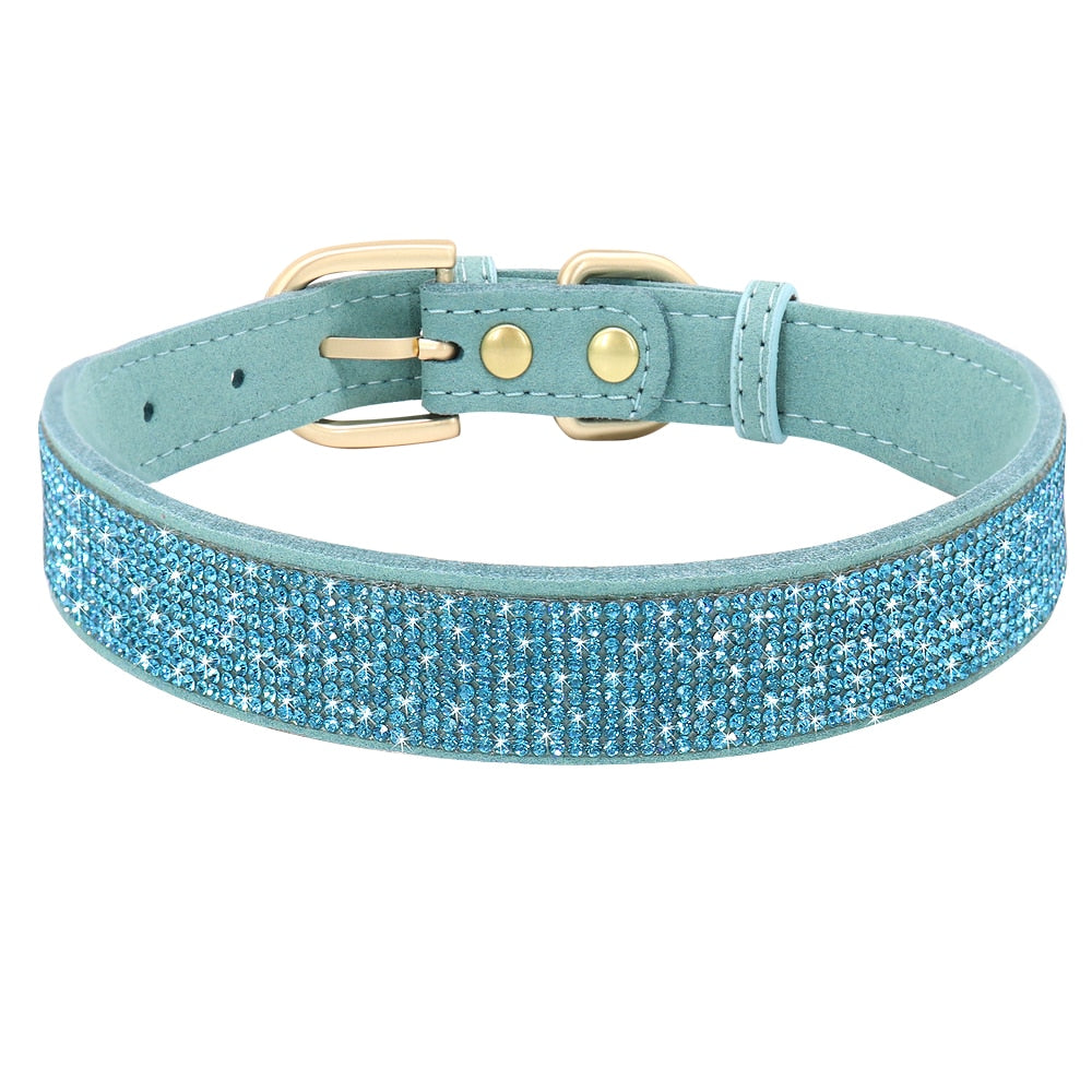 Bling Rhinestone Dog Collar with Flower | Glittery Crystal Puppy & Cat Collar for Small Pets