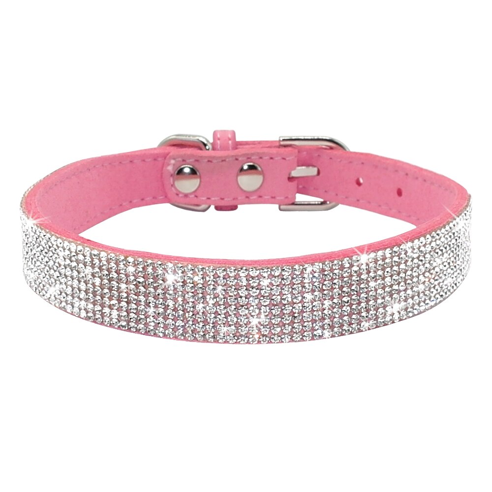 Bling Rhinestone Dog Collar with Flower | Glittery Crystal Puppy & Cat Collar for Small Pets
