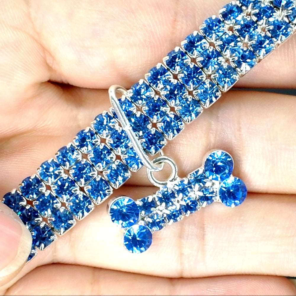 Bling Rhinestone Dog and Cat Collar | Crystal Puppy Pet Collars with Leash for Small to Medium Dogs