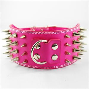 Spiked Leather Dog Collar | 3" Wide Sharp Studded Dog Collar for Medium to Large Dogs | 7 Colours Available