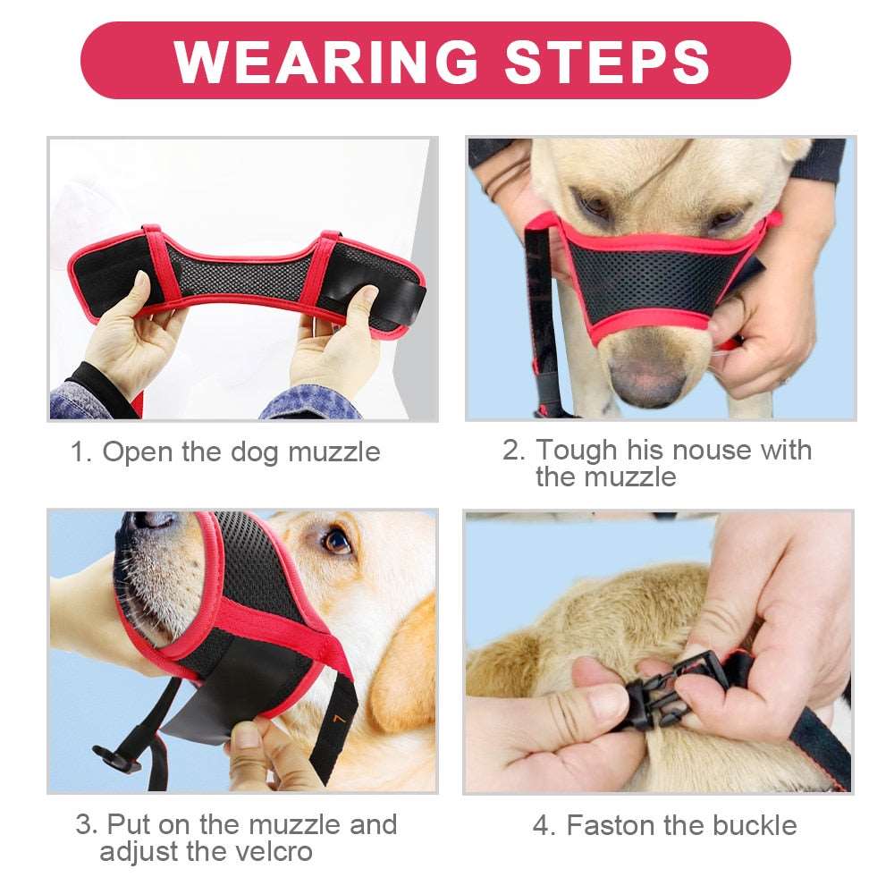 Adjustable Breathable Dog Muzzle | Anti-Bark Mouth Mask for Grooming, Training, and Pet Accessories