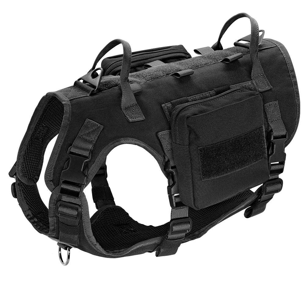 Adjustable Tactical Dog Harness Vest for Medium Large Dogs with Detachable Pouches | Military Pet Training Outdoor Gear