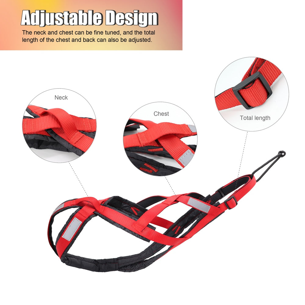 Dog Sled Harness for Large Dogs | Heavy-Duty Weight Pulling X Back Harness for Sledding, Canicross, and Skijoring