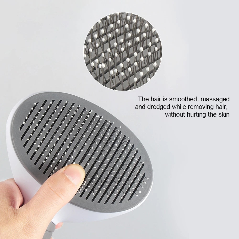 Self Cleaning Slicker Brush for Dogs & Cats | Pet Hair Removal Grooming Comb with Massage Features for Long or Short Hair Pets