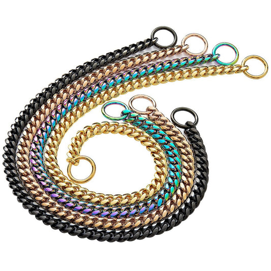 Luxury Dog Collar Chain | Heavy-Duty Stainless Steel Martingale Slip Chain for Large Dogs