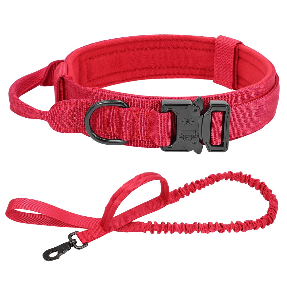 Military Tactical Dog Collar & Leash Set | Adjustable Durable Big Dog Collars & Leashes for Walking & Training Accessories