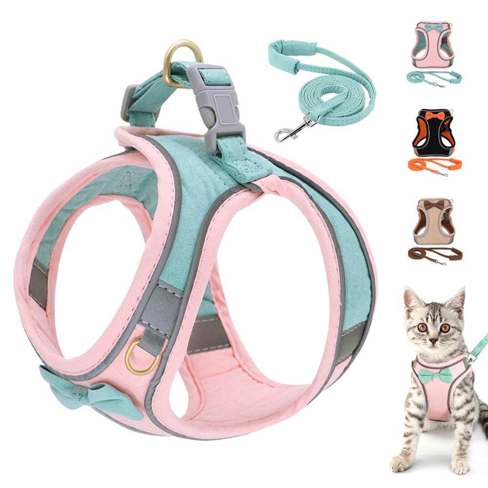 Adjustable Dog Harness with Leash Set for Small Dogs and Cats | Breathable Pet Chest Vest and Leash | Pet Accessories