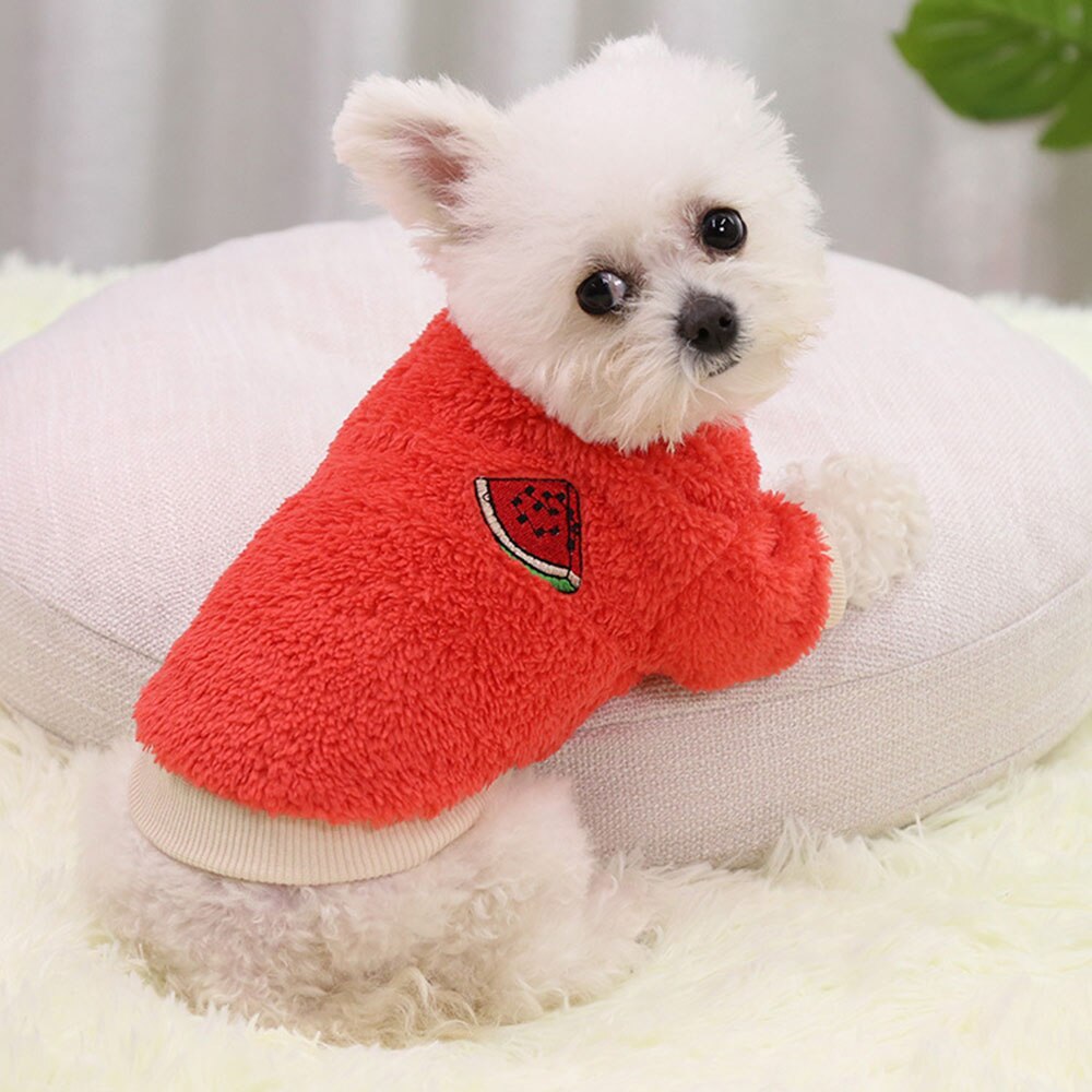 Soft Fleece Dog Coat Jacket | Winter Warm Pet Clothes for Small to Medium Dogs & Cats | Available in Fun Fruit Designs