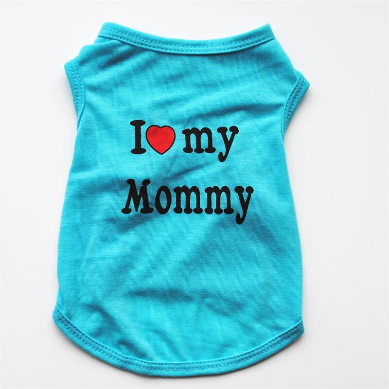 Soft Cotton Dog T-shirt | Classic "I Love My Daddy/Mommy" Print for Small Dogs & Cats | Comfortable Puppy Vest