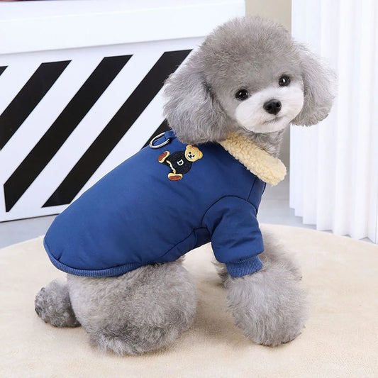 Thick Winter Dog Jacket with Bear Pattern