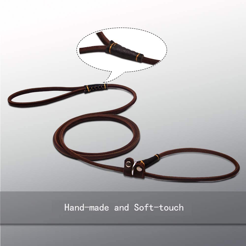 Handmade Genuine Leather Dog Slip Lead Leash | Soft, Thin, Durable for Training & Walking Small to Medium Dogs