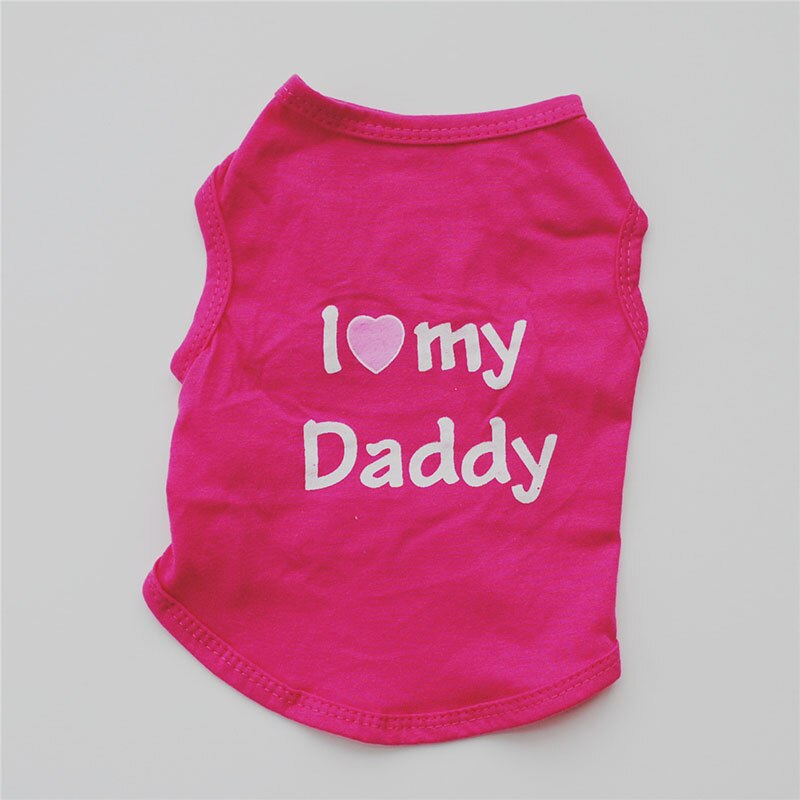 Soft Cotton Dog T-shirt | Classic "I Love My Daddy/Mommy" Print for Small Dogs & Cats | Comfortable Puppy Vest