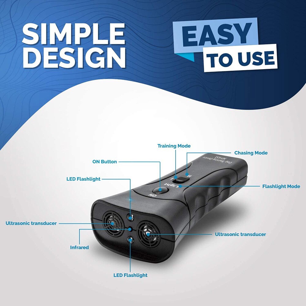 3-in-1 Ultrasonic Dog Anti Bark Device | LED Flashlight and Dog Training Tool