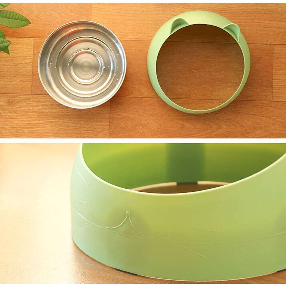 15 Degrees Raised Stainless Steel Cat Dog Bowls | Safeguard Neck Puppy Pet Feeder | Non-slip Elevated Cat Food Bowl