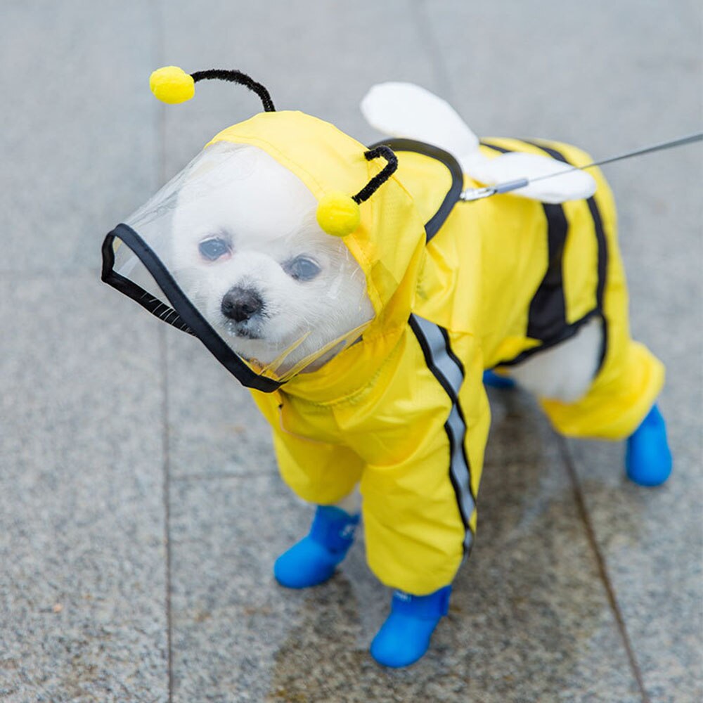 Reflective Hooded Dog Raincoat | Full-Body Waterproof Protection for Small Dogs