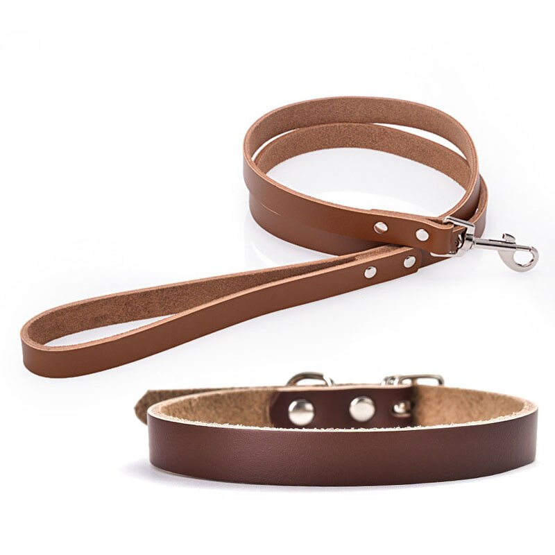 Adjustable Leather Dog Collar and Leash Set | Multiple Sizes & Colours for Small to Large Dogs