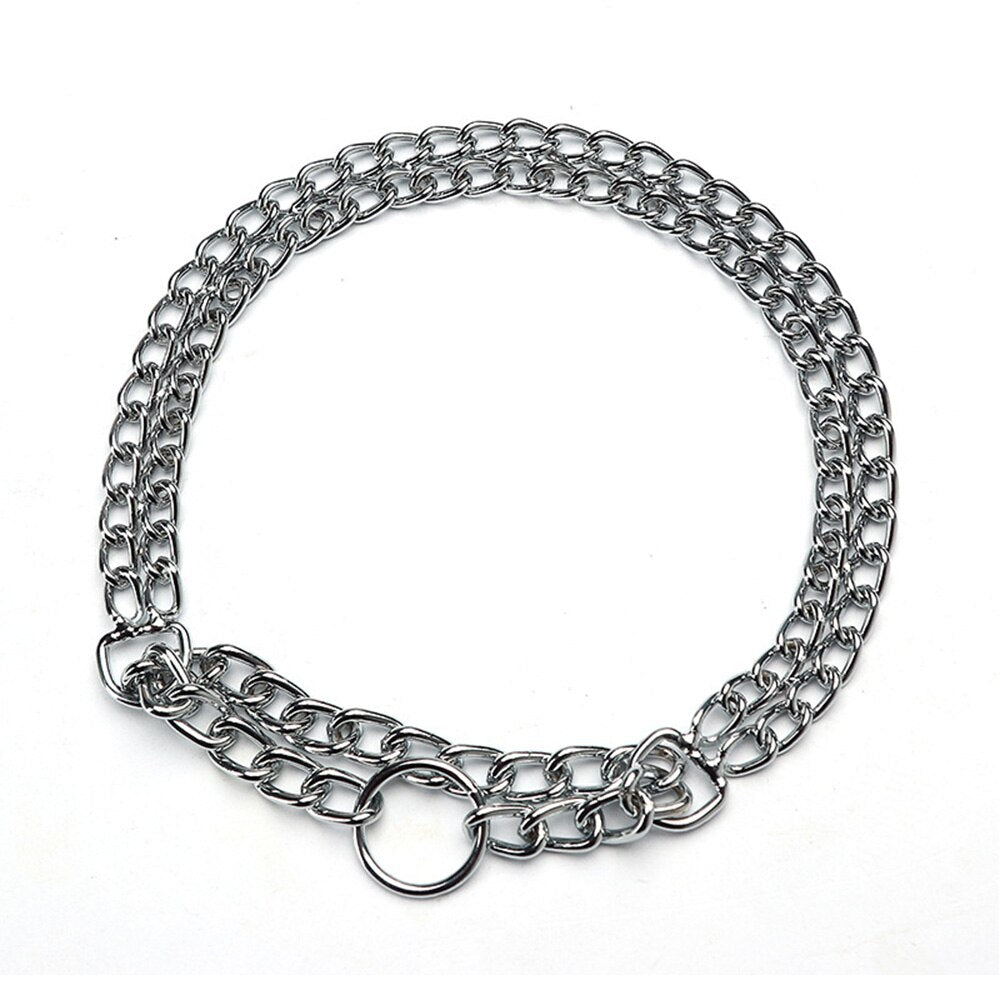 Stainless Steel Martingale Dog Chain Collar | Heavy Duty, Chew Proof, Double Row Chain for Large Breeds
