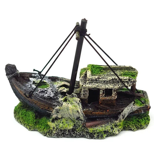 Resin Shipwreck Aquarium Ornament | Decorative