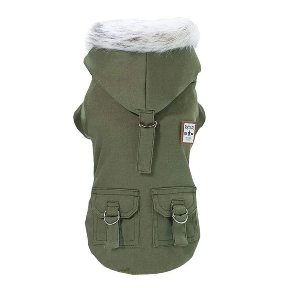 Warm Military Style Dog Jacket | Winter Windproof Coat for Small Dogs & Cats