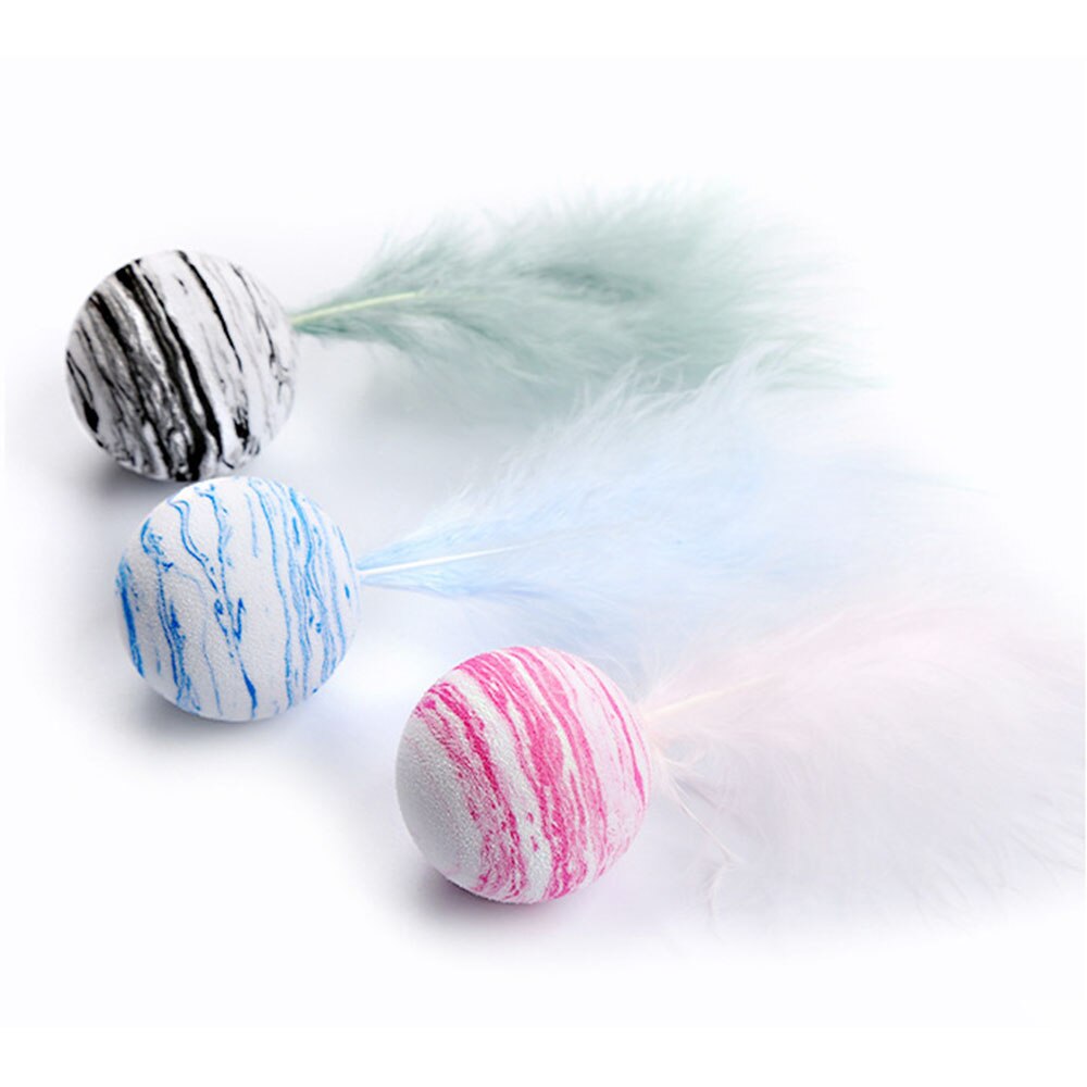 Interactive Cat Feather Ball Toy | Playful Foam Star Ball with Feather for Kittens and Puppies | Perfect for Throwing and Chasing