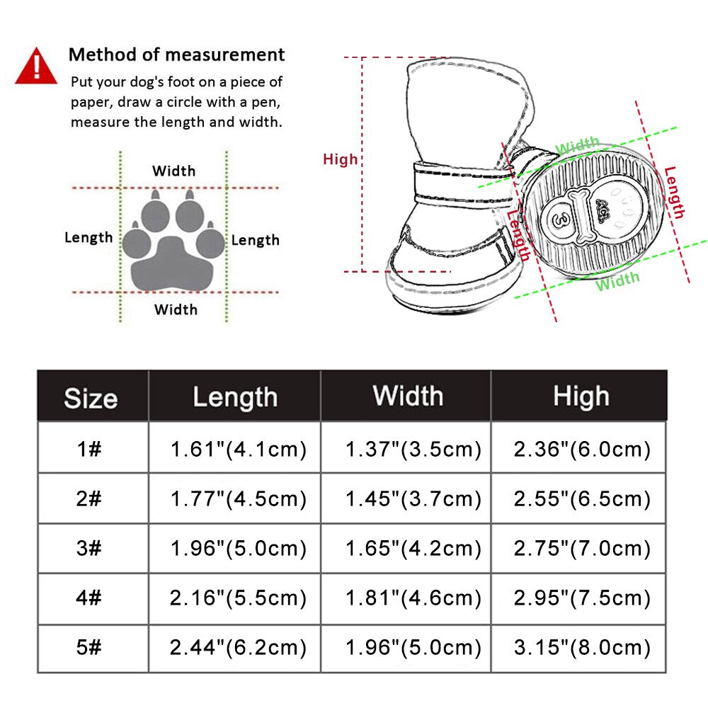 Reflective Anti-Slip Dog Boots | Warm Snow Shoes for Small & Medium Dogs, 4-Pack