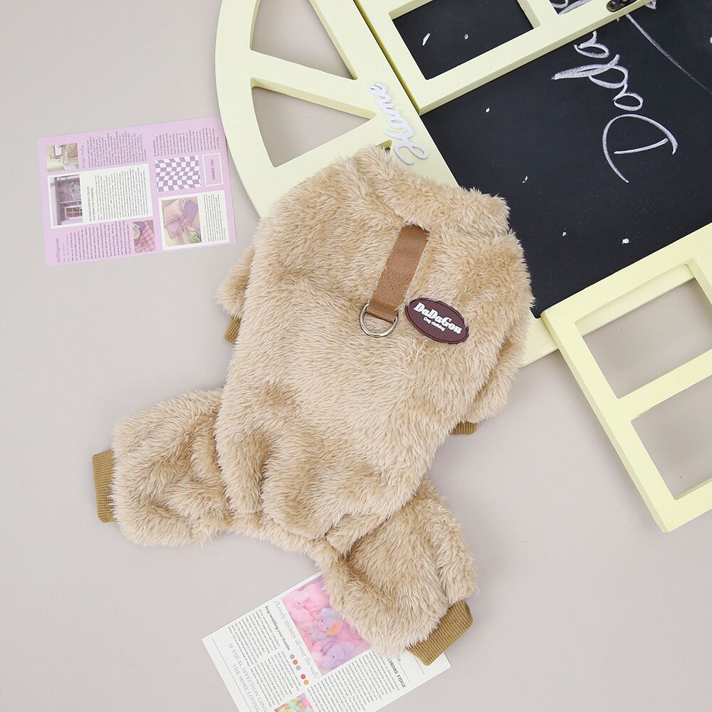 Fleece Warm Dog Jumpsuit Pajamas | Cozy Autumn Winter Pet Clothing for Small Dogs & Cats