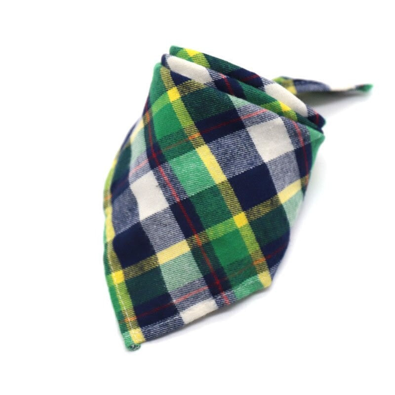 Plaid Pet Bandana Cotton Handkerchief | Soft and Comfortable Triangular Bandanas for Dogs and Cats