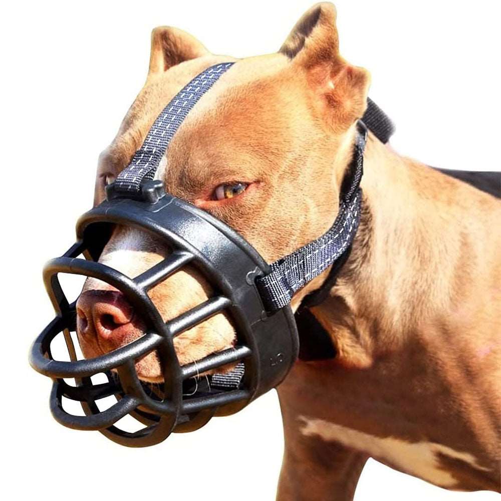 Adjustable Reflective Dog Basket Muzzle | Soft Padded, Anti-Biting, Air Mesh, Black | Drinkable Design