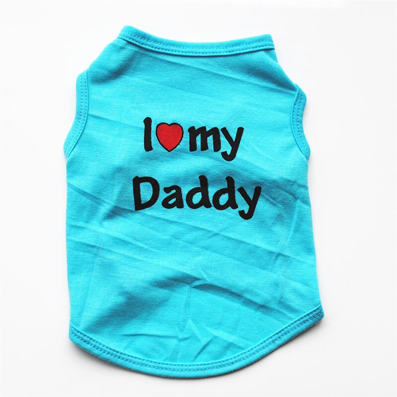 Soft Cotton Dog T-shirt | Classic "I Love My Daddy/Mommy" Print for Small Dogs & Cats | Comfortable Puppy Vest