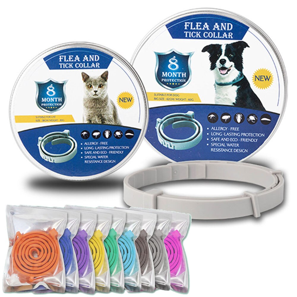 8-Month Protection Anti-Flea & Tick Collar for Cats and Dogs | Adjustable & Water-Resistant, Multiple Colours