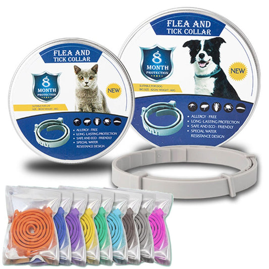 8-Month Protection Anti-Flea & Tick Collar for Cats and Dogs | Adjustable & Water-Resistant, Multiple Colours