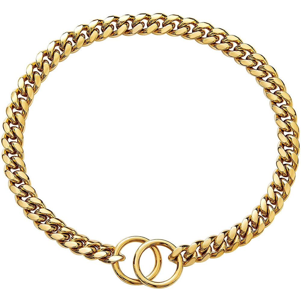 Luxury Dog Collar Chain | Heavy-Duty Stainless Steel Martingale Slip Chain for Large Dogs