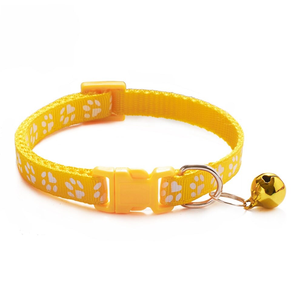 Adjustable Cat Collar with Bell | Colourful Footprint Design for Cats & Small Dogs
