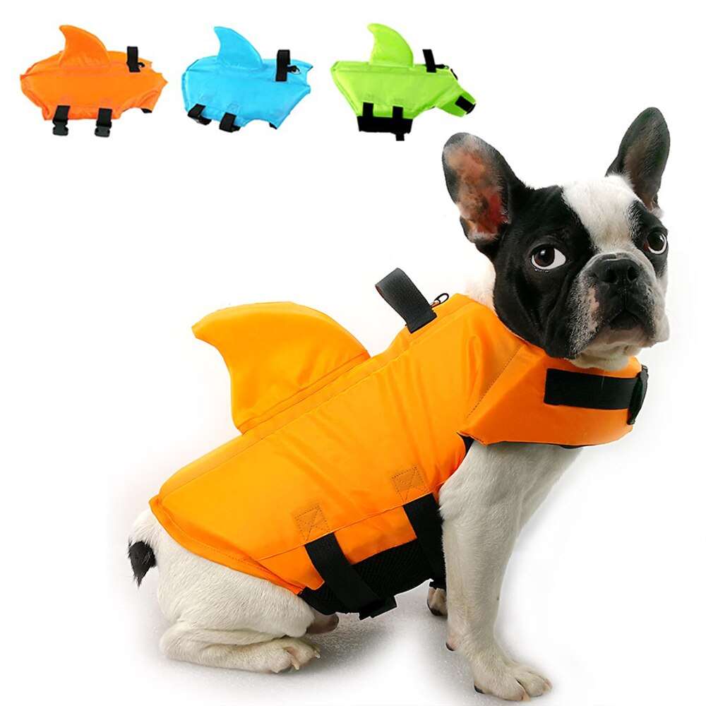 Adjustable Summer Dog Life Jacket | Safety Vest with Handle for Small, Medium, Large Dogs | Surfing, Swimming, Sailboat | Shark Design