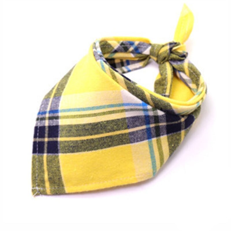 Plaid Pet Bandana Cotton Handkerchief | Soft and Comfortable Triangular Bandanas for Dogs and Cats