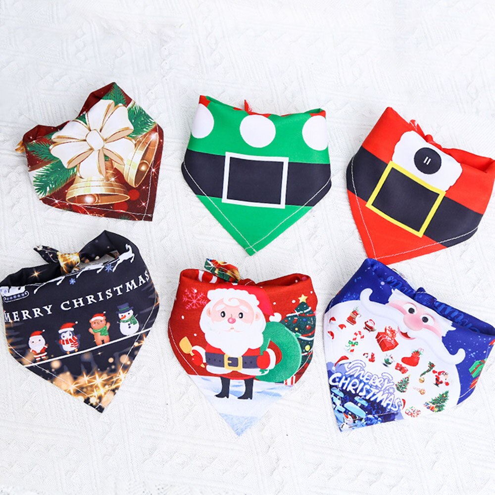 Christmas Holiday Dog Bandana Set | Festive Santa & Tree Designs for Puppies and Small Dogs