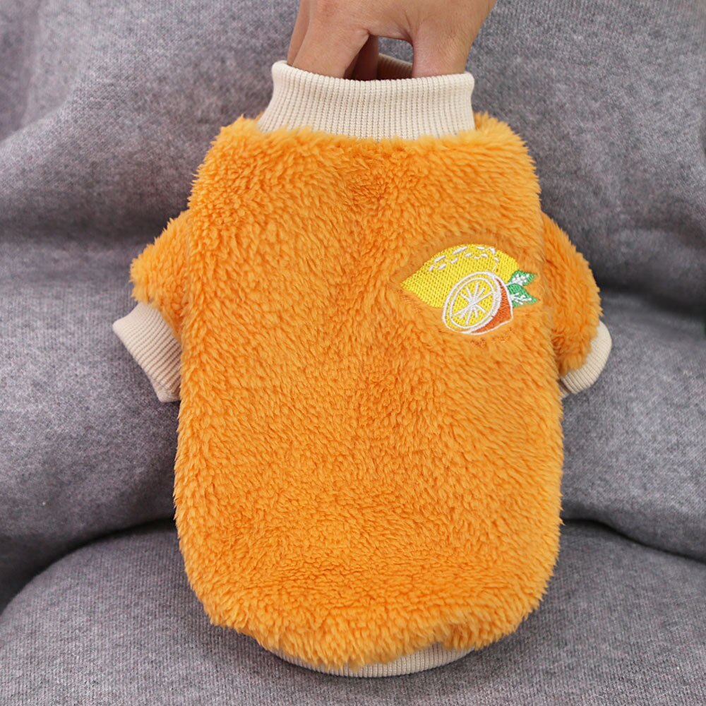 Soft Fleece Dog Coat Jacket | Winter Warm Pet Clothes for Small to Medium Dogs & Cats | Available in Fun Fruit Designs