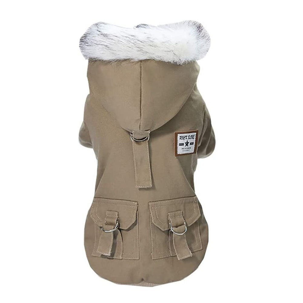 Warm Military Style Dog Jacket | Winter Windproof Coat for Small Dogs & Cats