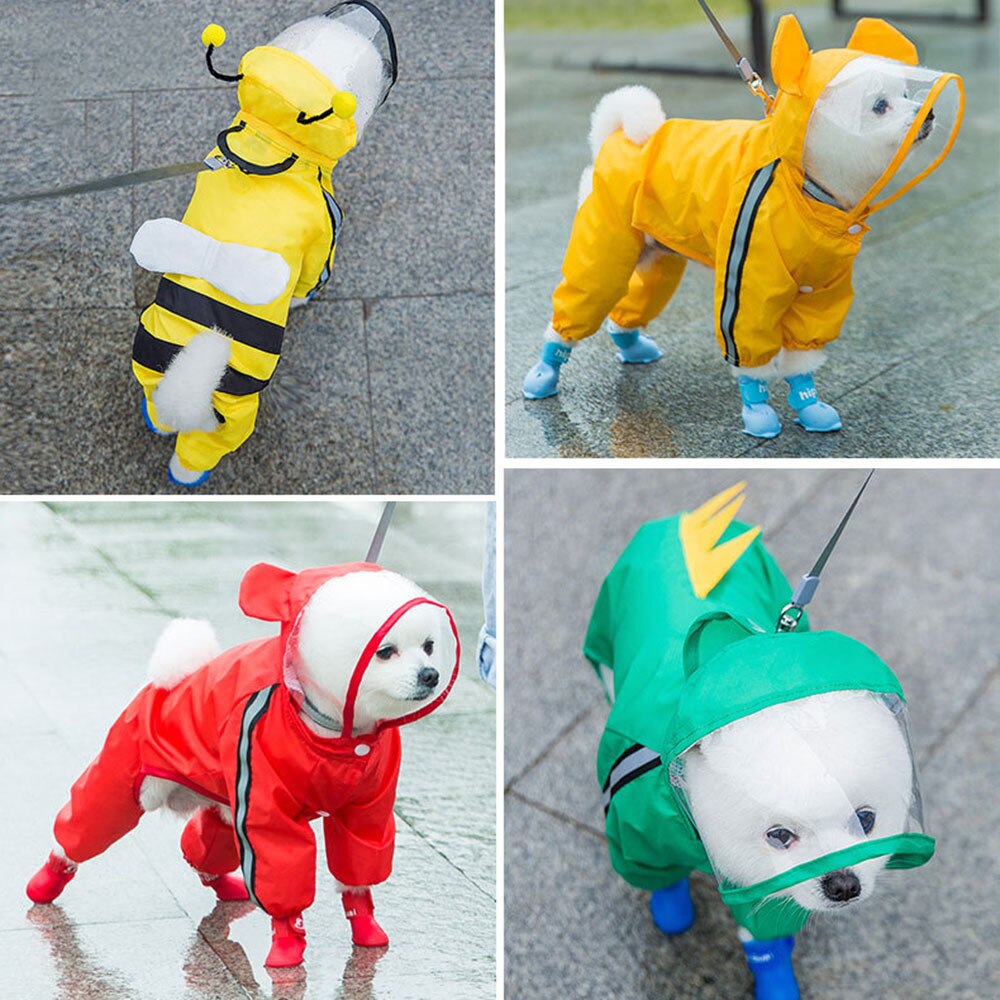Reflective Hooded Dog Raincoat | Full-Body Waterproof Protection for Small Dogs