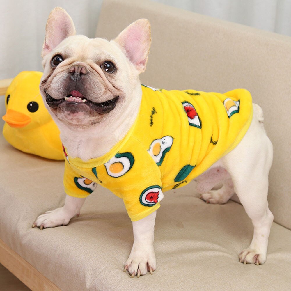 Warm Coral Fleece Dog Hoodie | Soft Winter Pet Sweater with Cute Print for Small Dogs and Cats